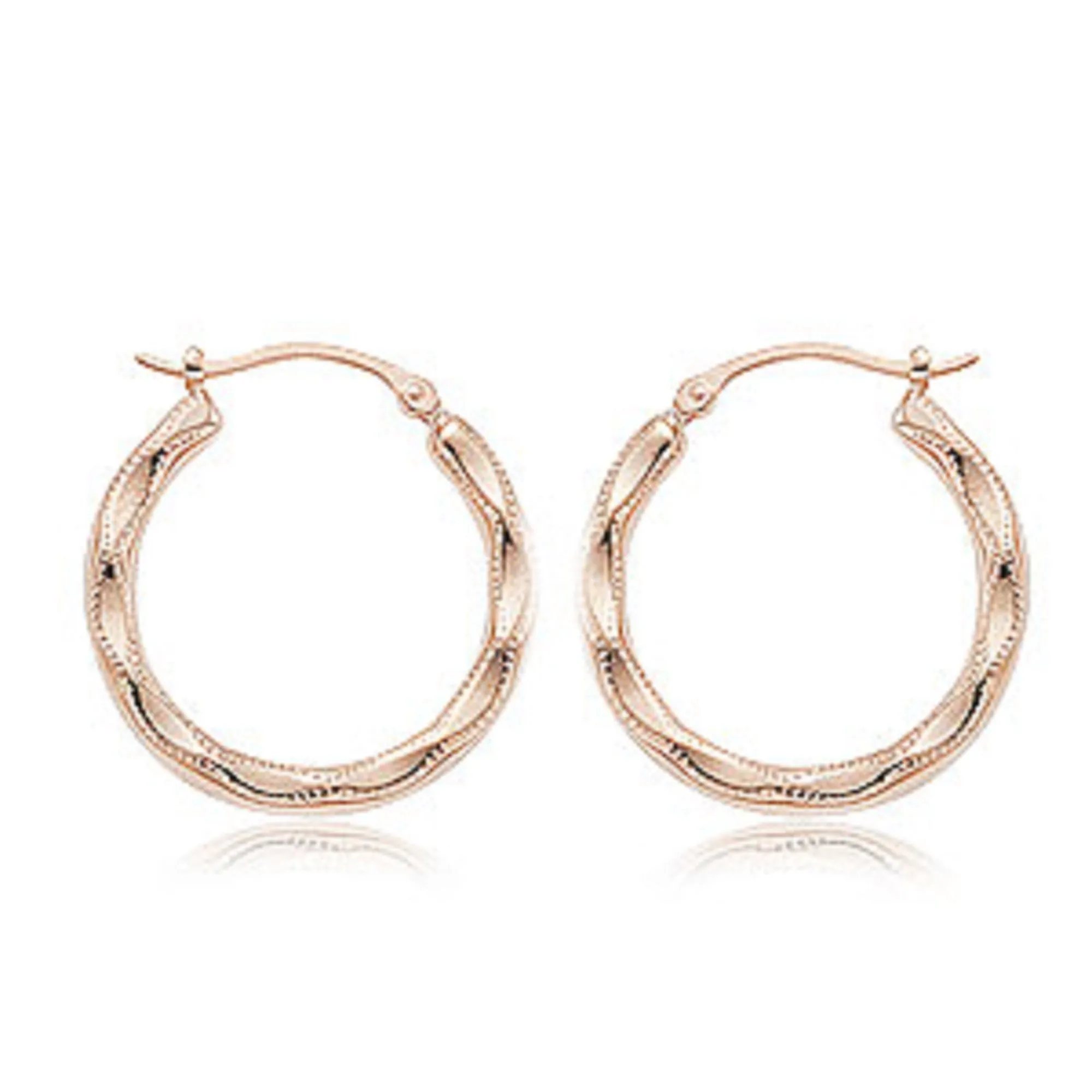 Rose Gold Embossed Hoop Earrings