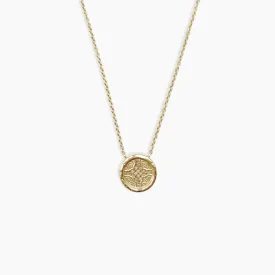 Rosette Medallion Necklace 14K Solid Gold