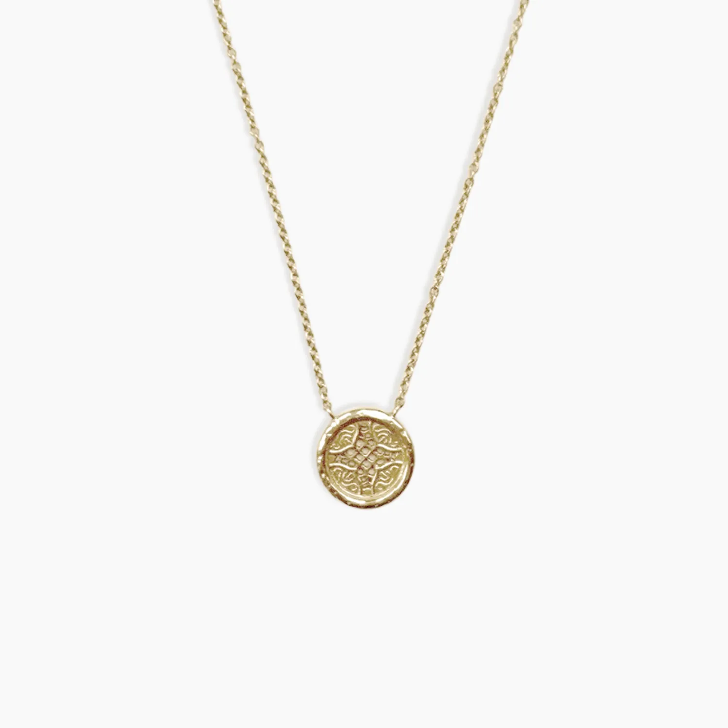 Rosette Medallion Necklace 14K Solid Gold