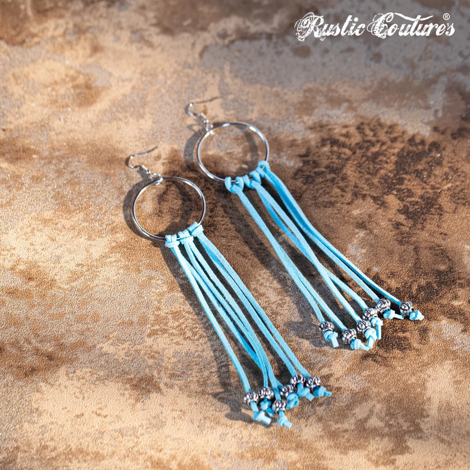 Rustic Couture's  Bohemian Suede Tassel  Hoop Statement Earring