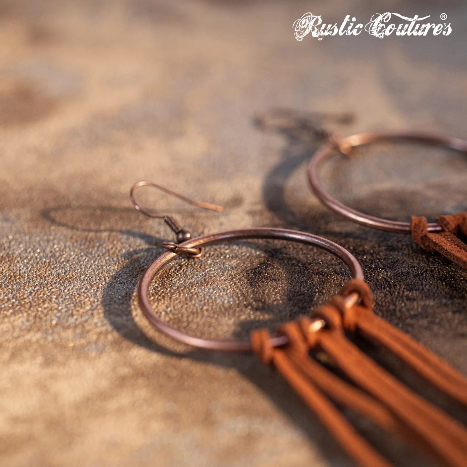 Rustic Couture's  Bohemian Suede Tassel  Hoop Statement Earring