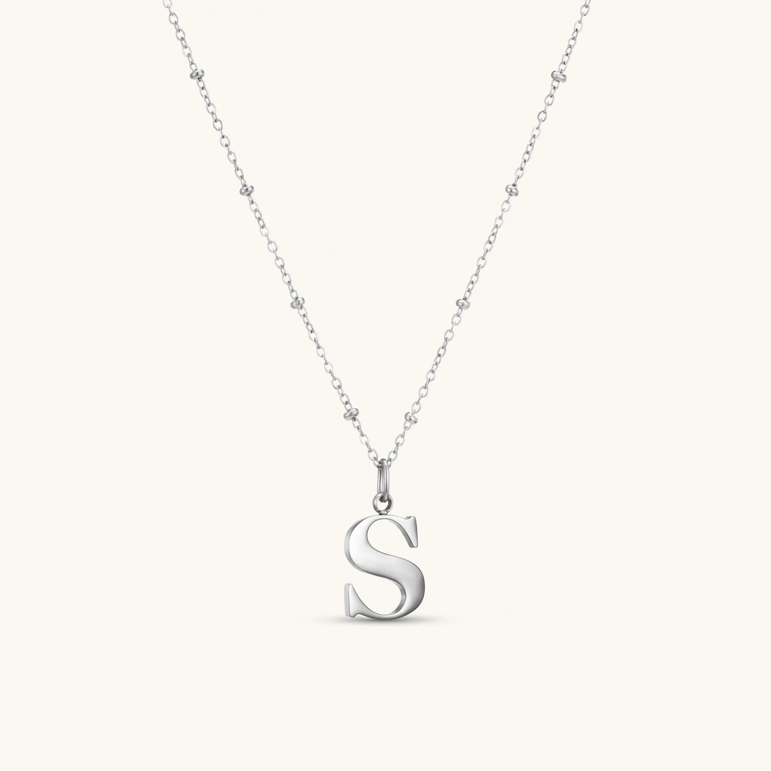 S Initial Pendant Necklace In Silver