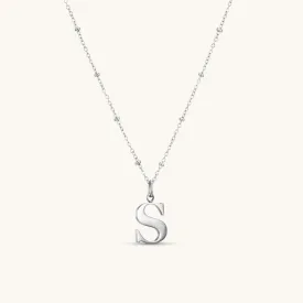 S Initial Pendant Necklace In Silver