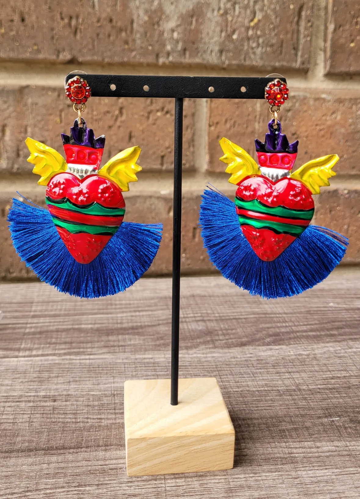 Sacred heart tassel earrings