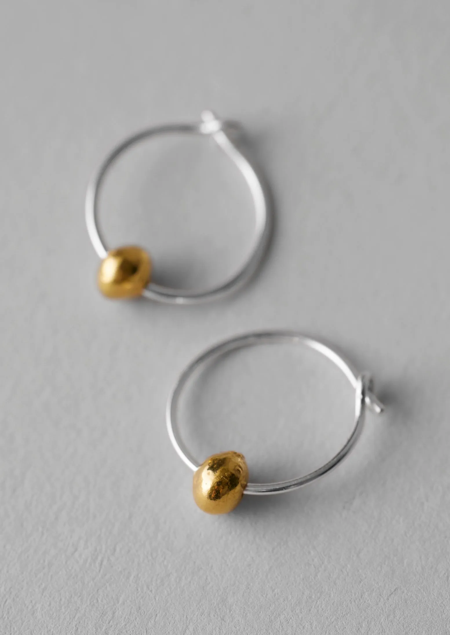 Sally Lacock Elegant Silver and Gold Seed Hoop Earrings