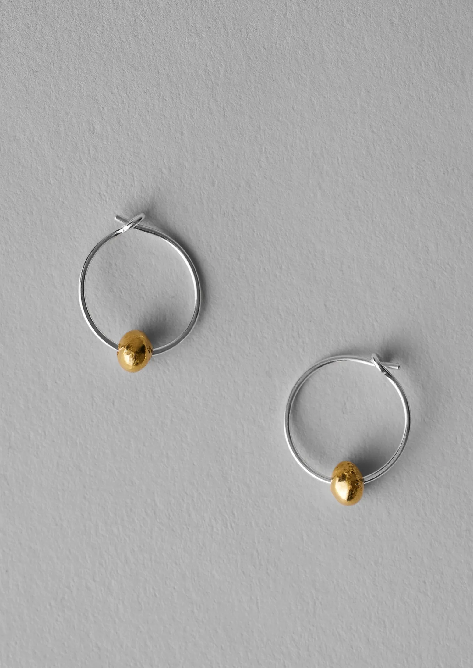 Sally Lacock Elegant Silver and Gold Seed Hoop Earrings