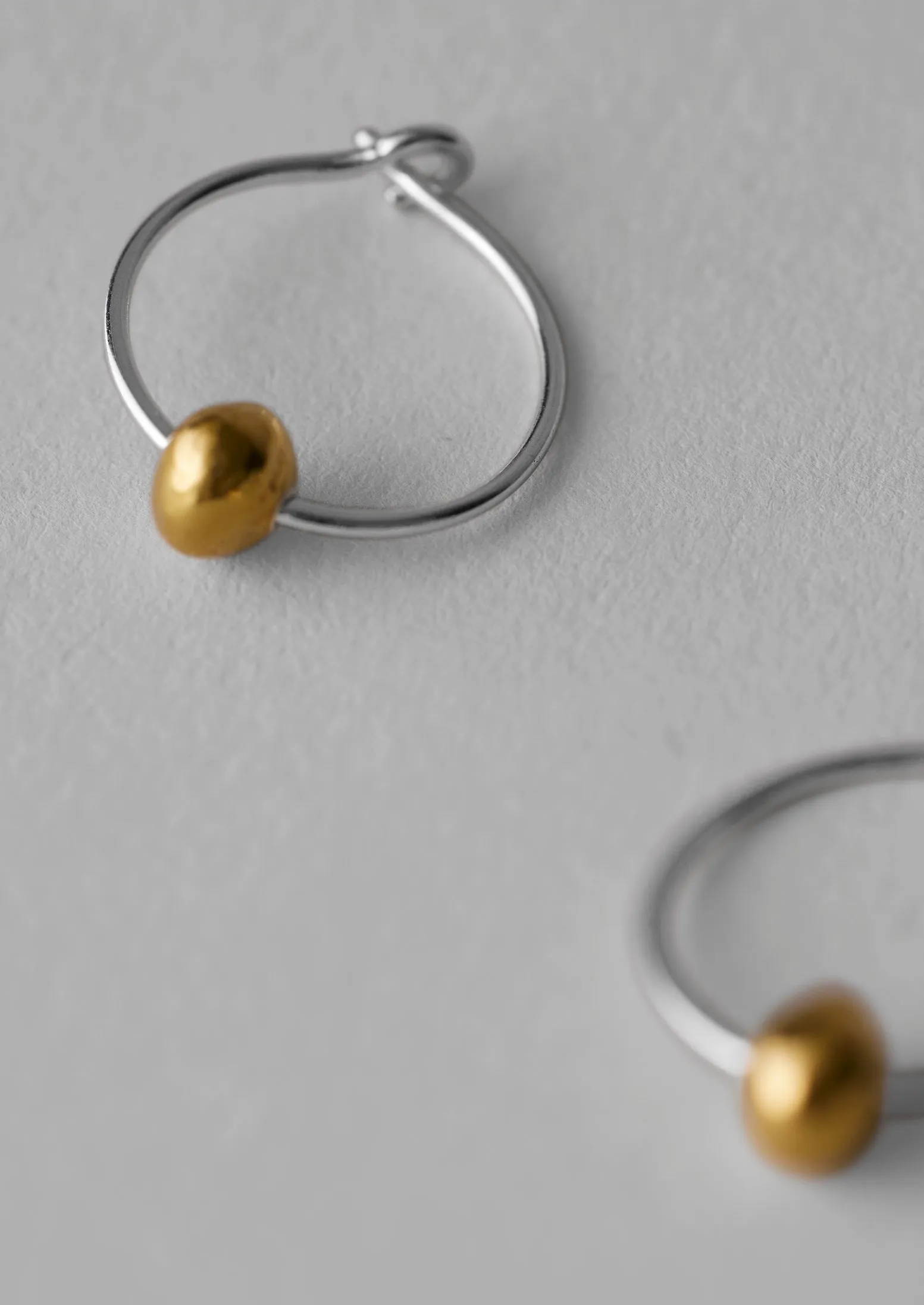 Sally Lacock Elegant Silver and Gold Seed Hoop Earrings