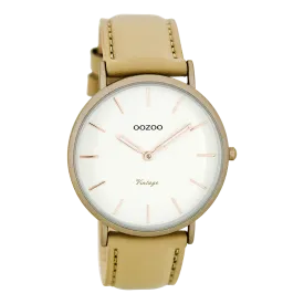 Sand  watch with sand leather strap