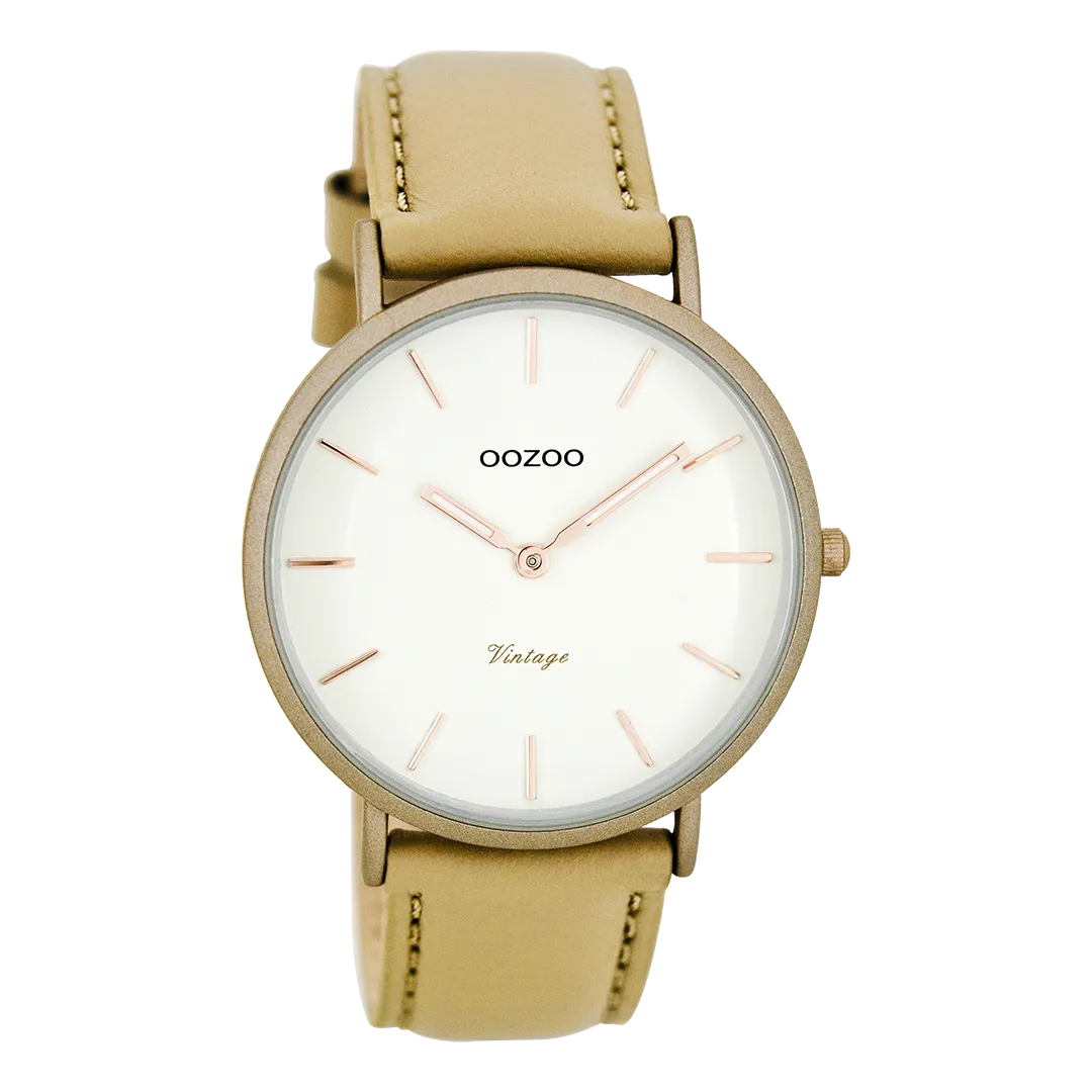 Sand  watch with sand leather strap