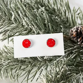 Santa Red Mini Stud Earrings