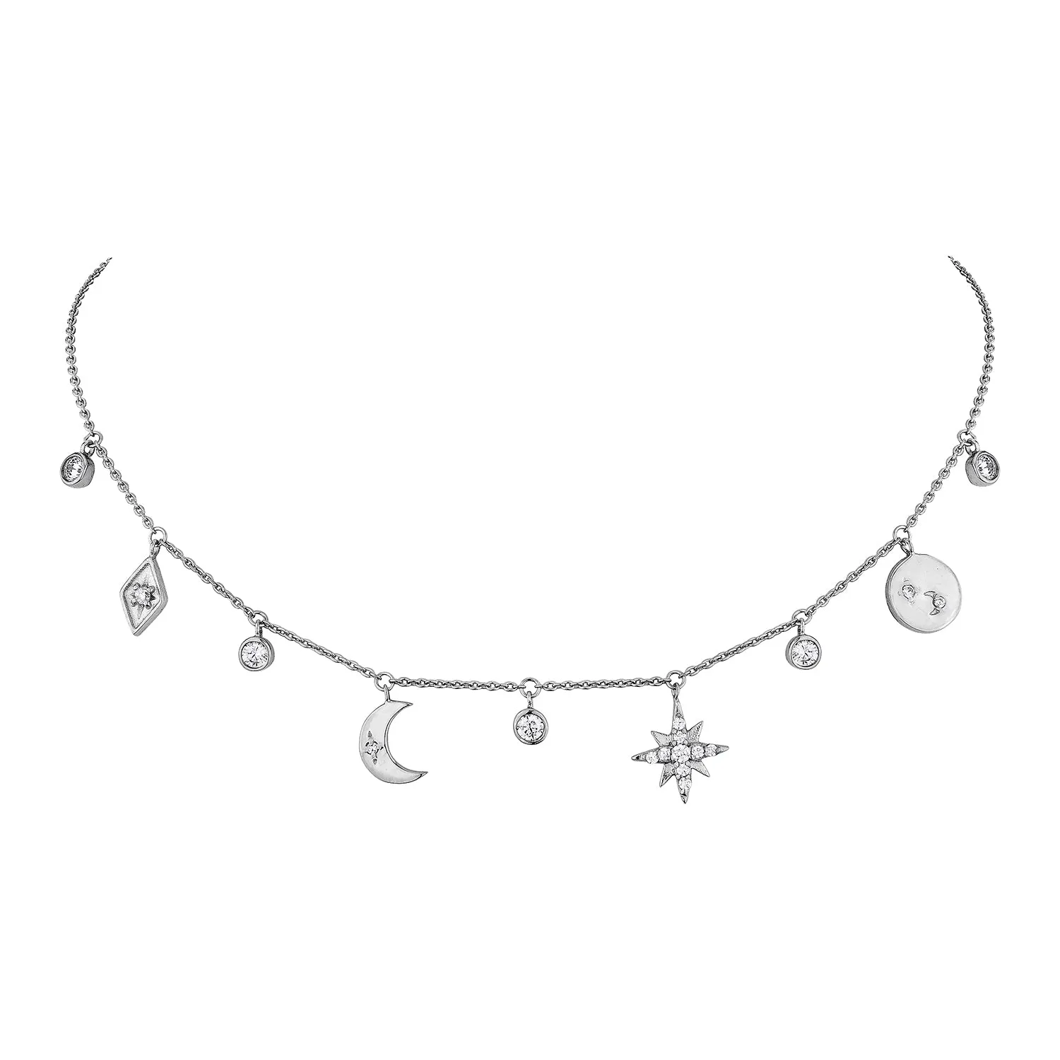 Selene Dangle Necklace - Whitegold