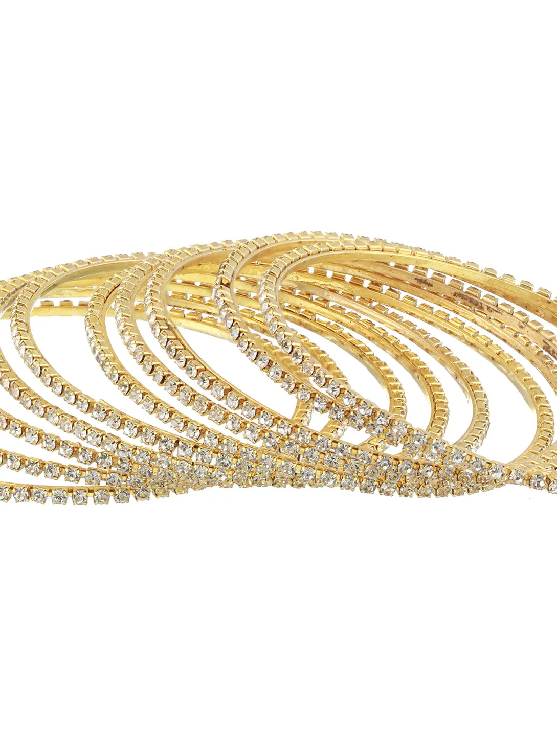 Set Of 12 Gold-Plated Cz-Studded Bangles