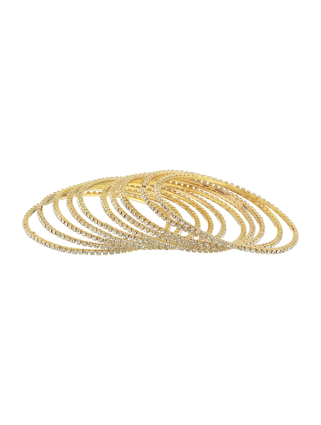 Set Of 12 Gold-Plated Cz-Studded Bangles