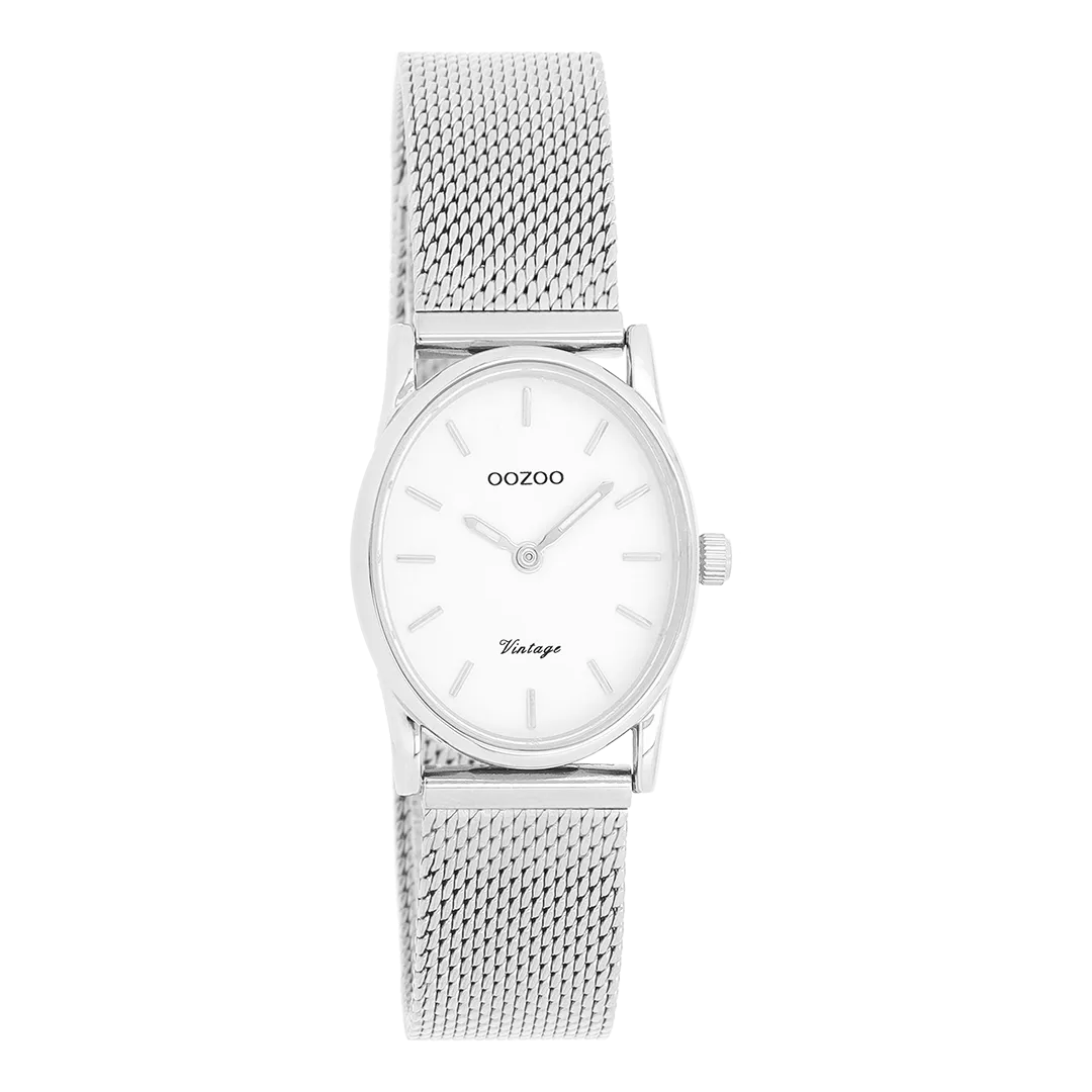 Silver coloured OOZOO watch with silver coloured metal mesh bracelet - C20256