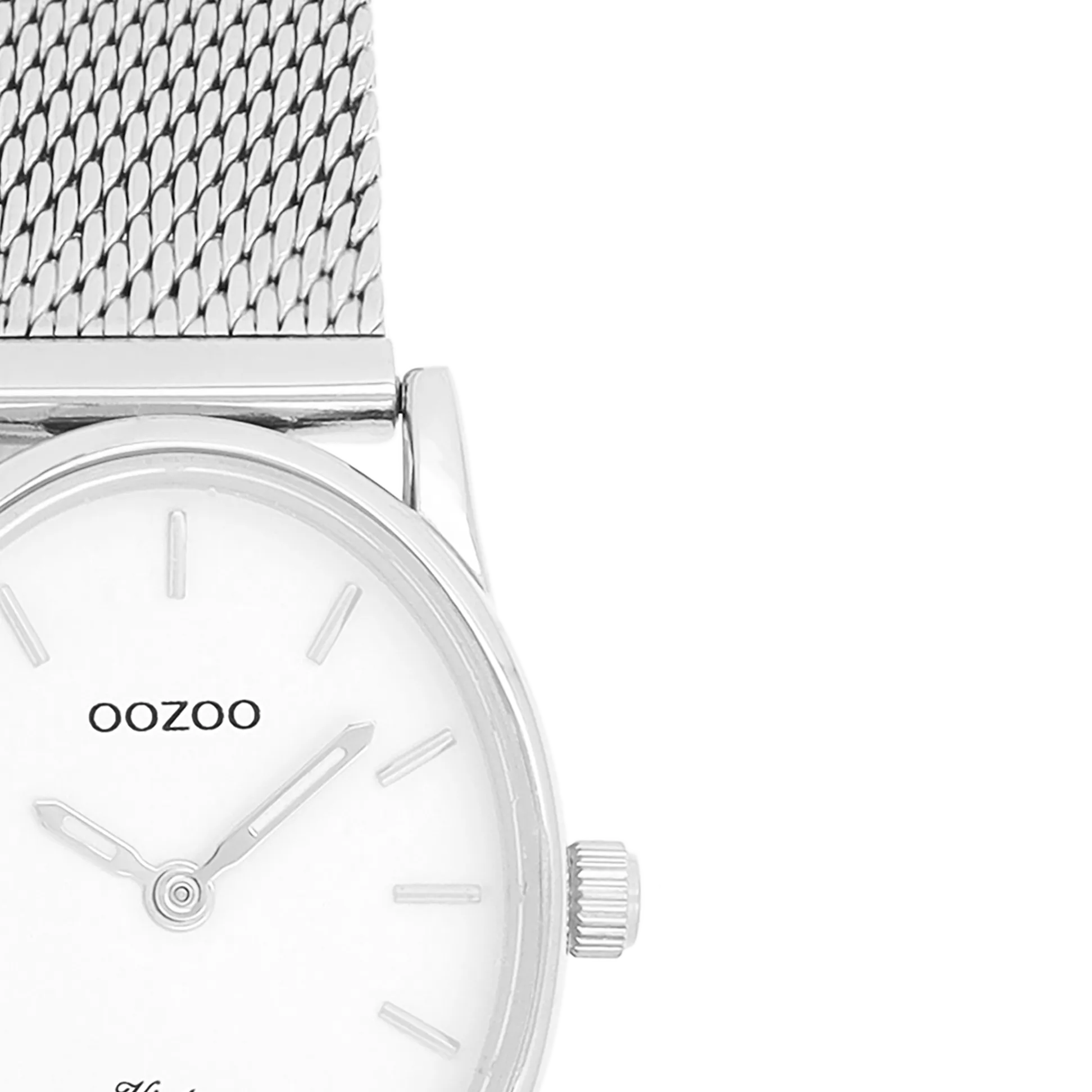 Silver coloured OOZOO watch with silver coloured metal mesh bracelet - C20256