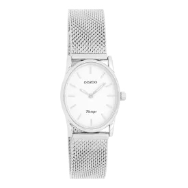 Silver coloured OOZOO watch with silver coloured metal mesh bracelet - C20256