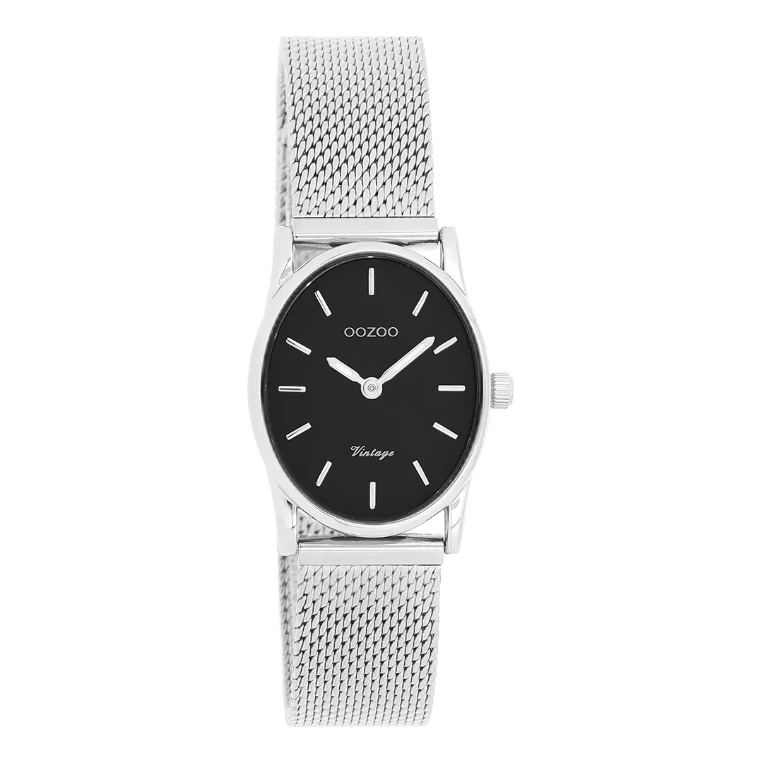 Silver coloured OOZOO watch with silver coloured metal mesh bracelet - C20257