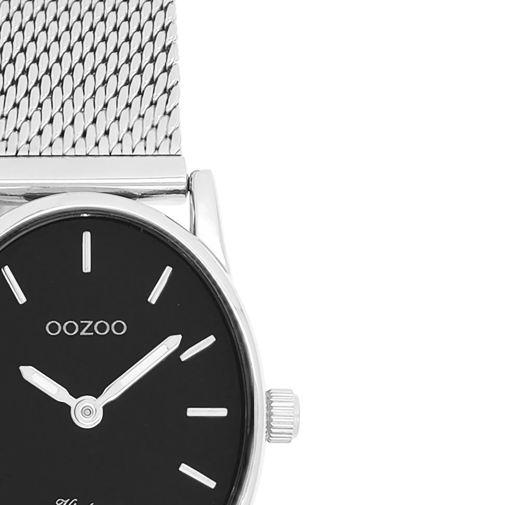 Silver coloured OOZOO watch with silver coloured metal mesh bracelet - C20257