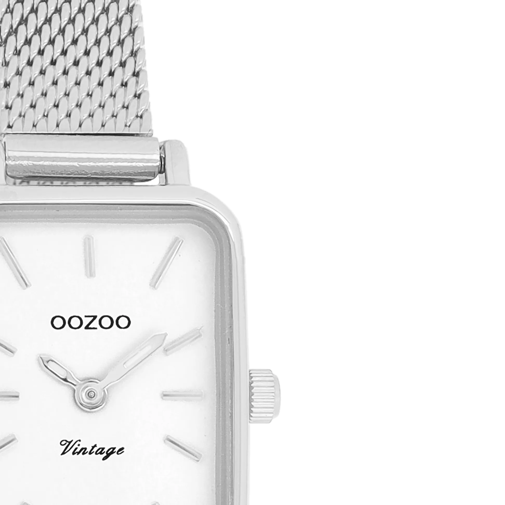 Silver coloured OOZOO watch with silver coloured metal mesh bracelet - C20266