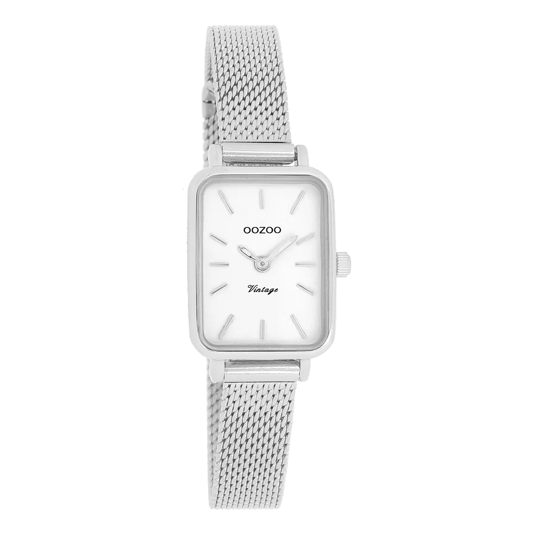 Silver coloured OOZOO watch with silver coloured metal mesh bracelet - C20266