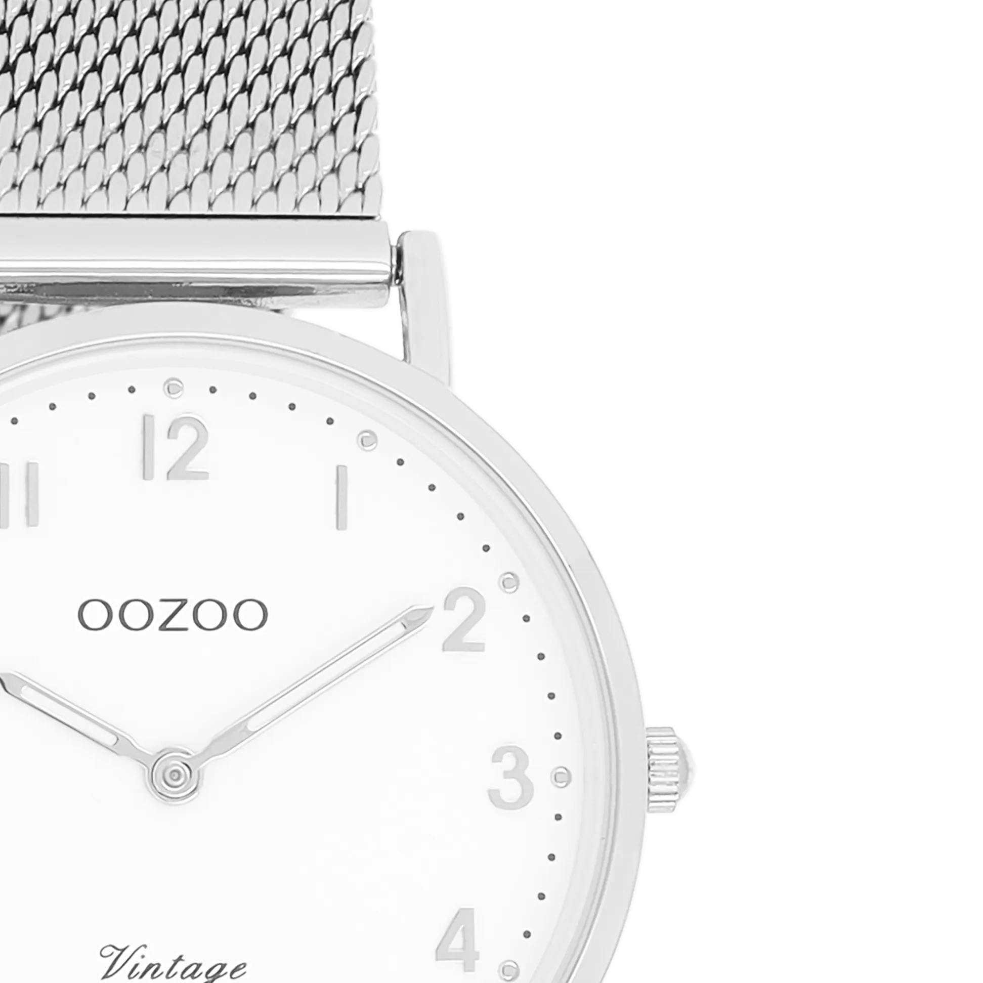 Silver coloured OOZOO watch with silver coloured metal mesh bracelet - C20345