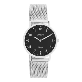 Silver coloured OOZOO watch with silver coloured metal mesh bracelet - C20346