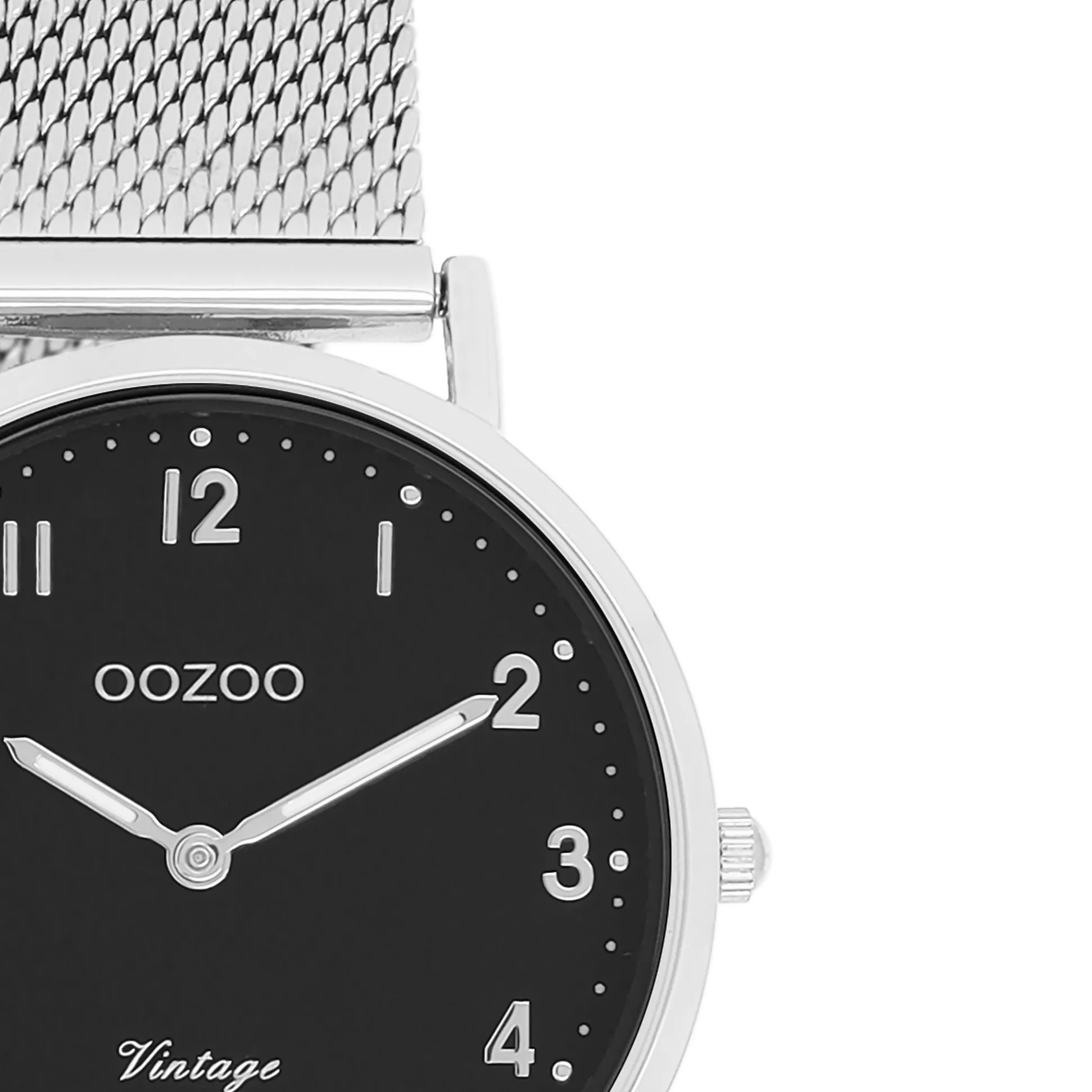 Silver coloured OOZOO watch with silver coloured metal mesh bracelet - C20346