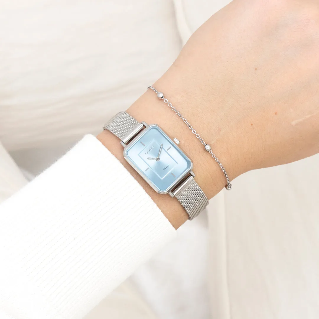 Silver coloured OOZOO watch with silver coloured metal mesh bracelet - C20351