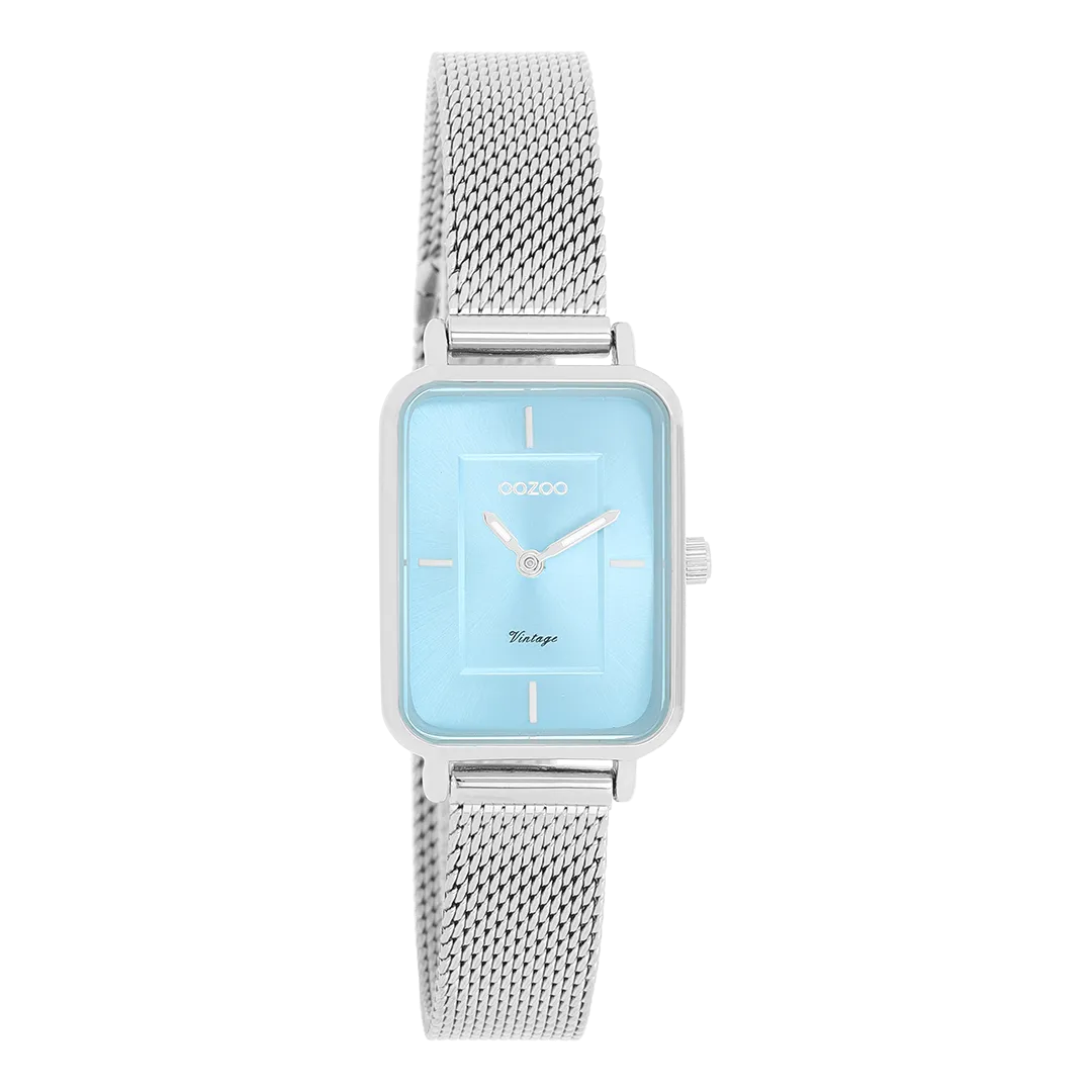 Silver coloured OOZOO watch with silver coloured metal mesh bracelet - C20351