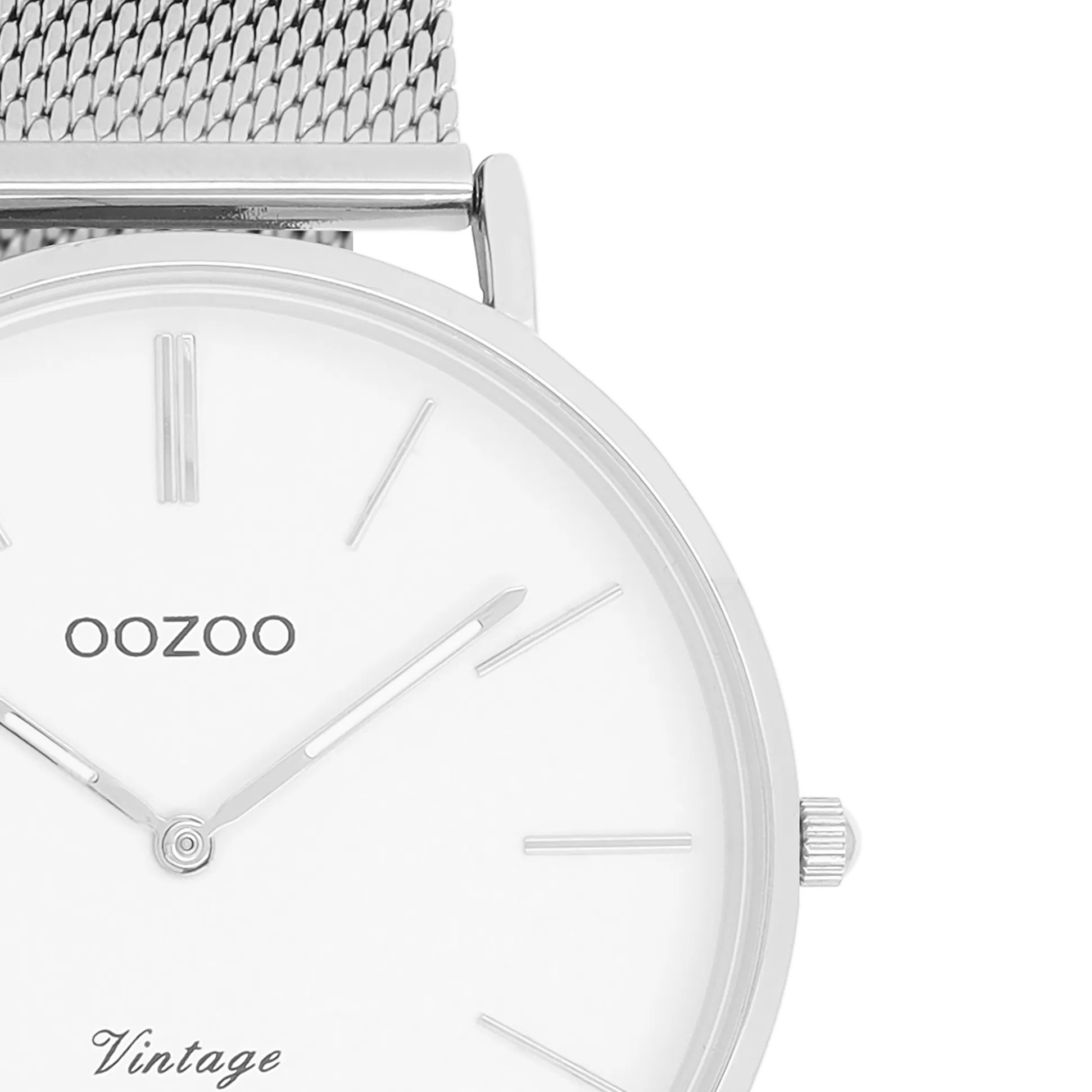 Silver coloured OOZOO watch with silver coloured metal mesh bracelet - C9901