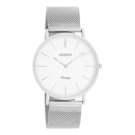 Silver coloured OOZOO watch with silver coloured metal mesh bracelet - C9901