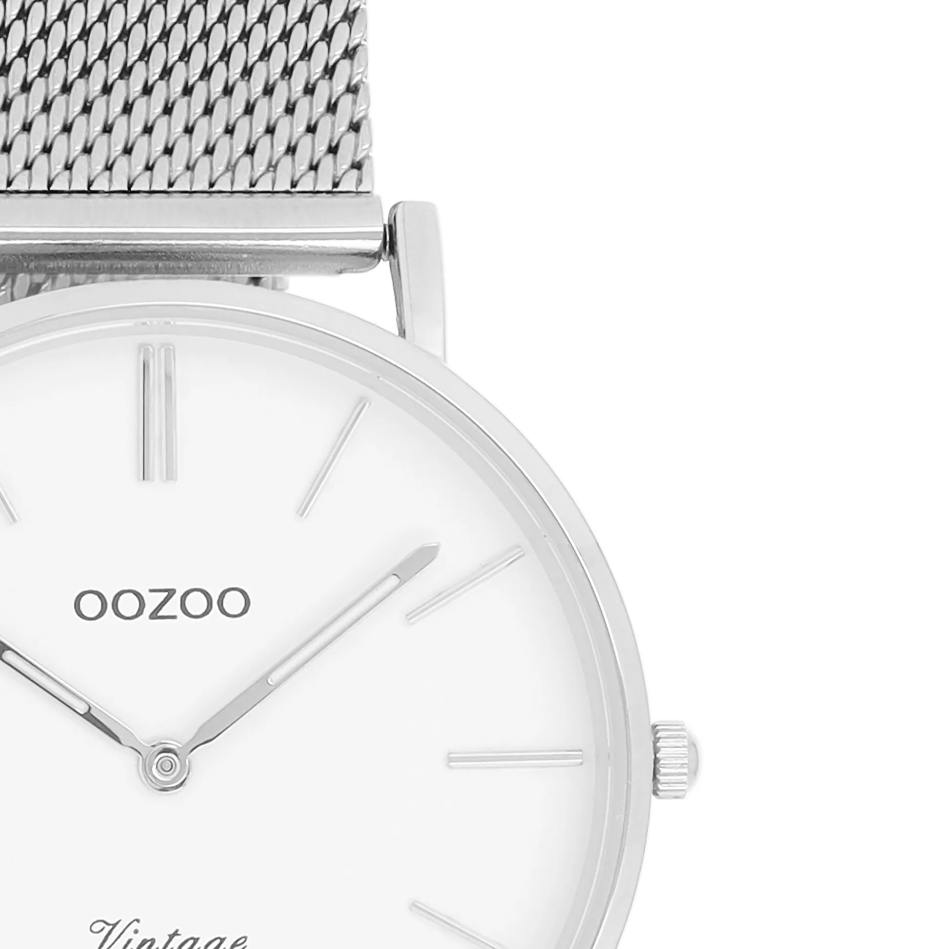 Silver coloured OOZOO watch with silver coloured metal mesh bracelet - C9902