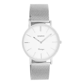 Silver coloured OOZOO watch with silver coloured metal mesh bracelet - C9902