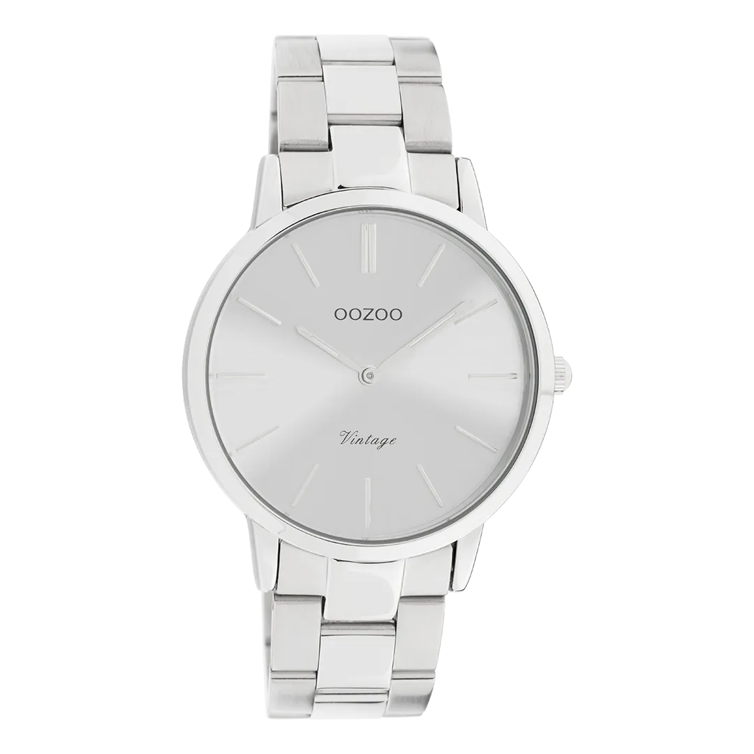 Silver coloured OOZOO watch with silver coloured stainless steel bracelet - C20027