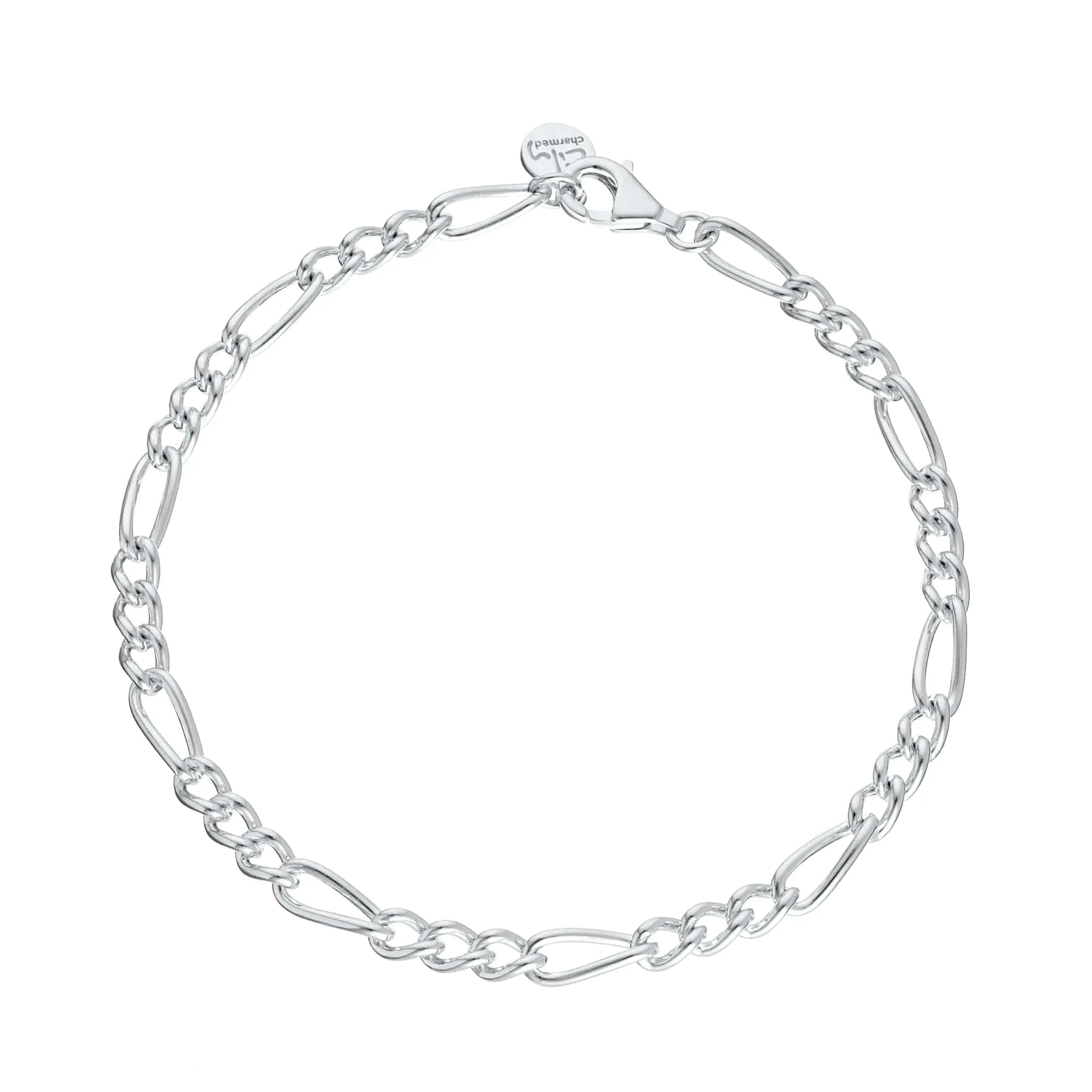 Silver Large Linked Figaro Charm Bracelet