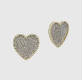 Silver Metallic Heart Stud Earrings