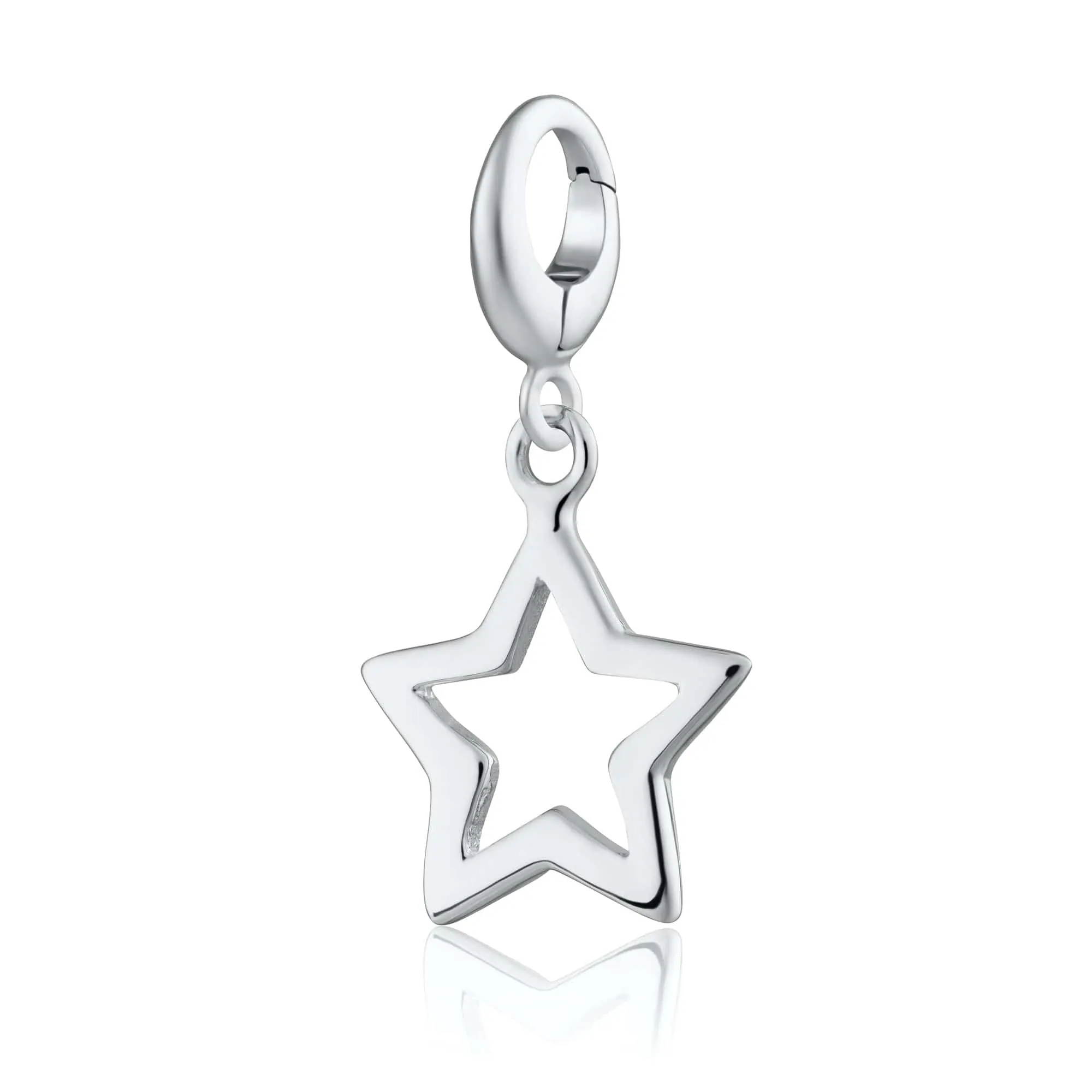 Silver Open Star Charm