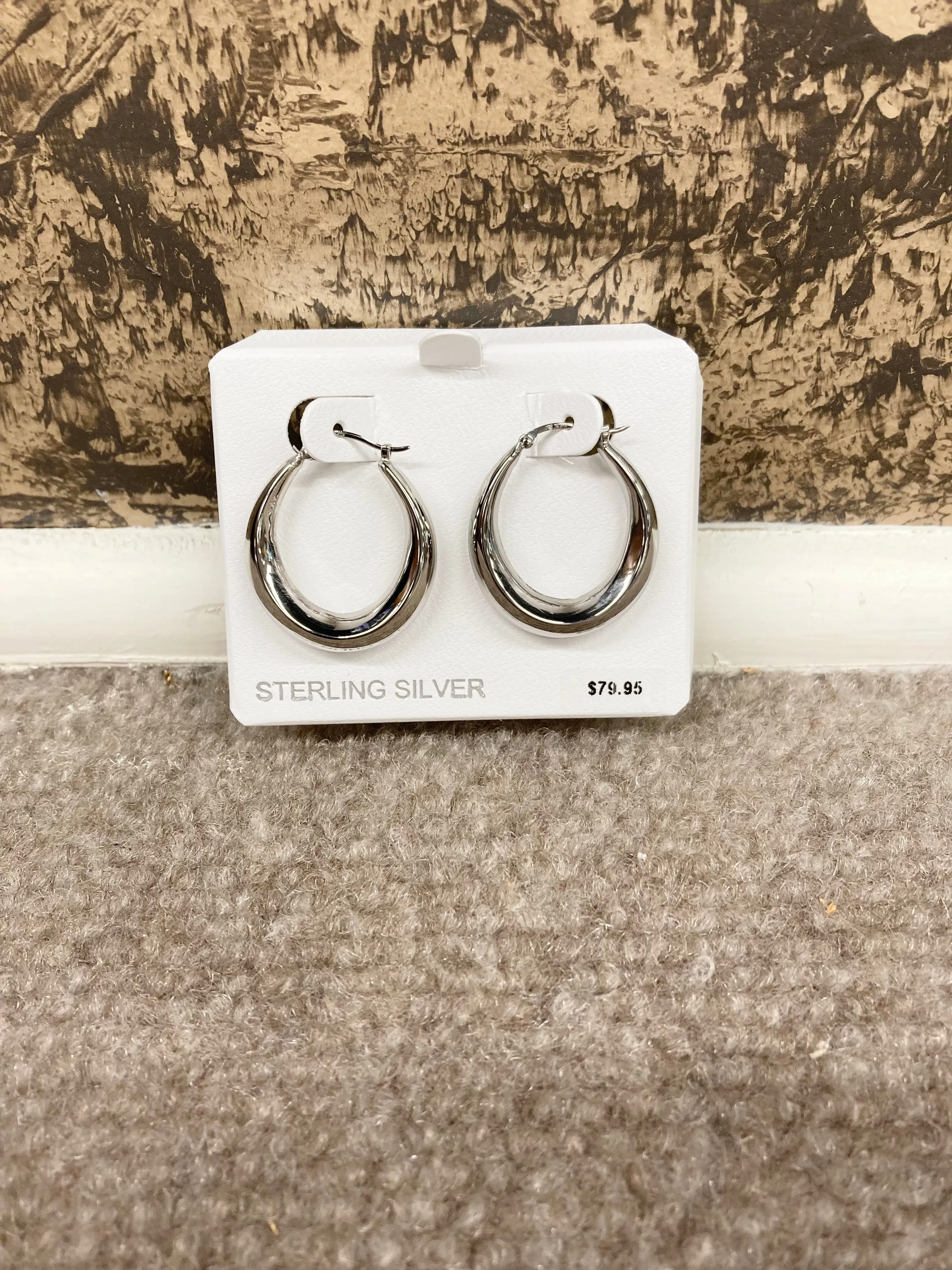 Silver Shell Hoop Earrings