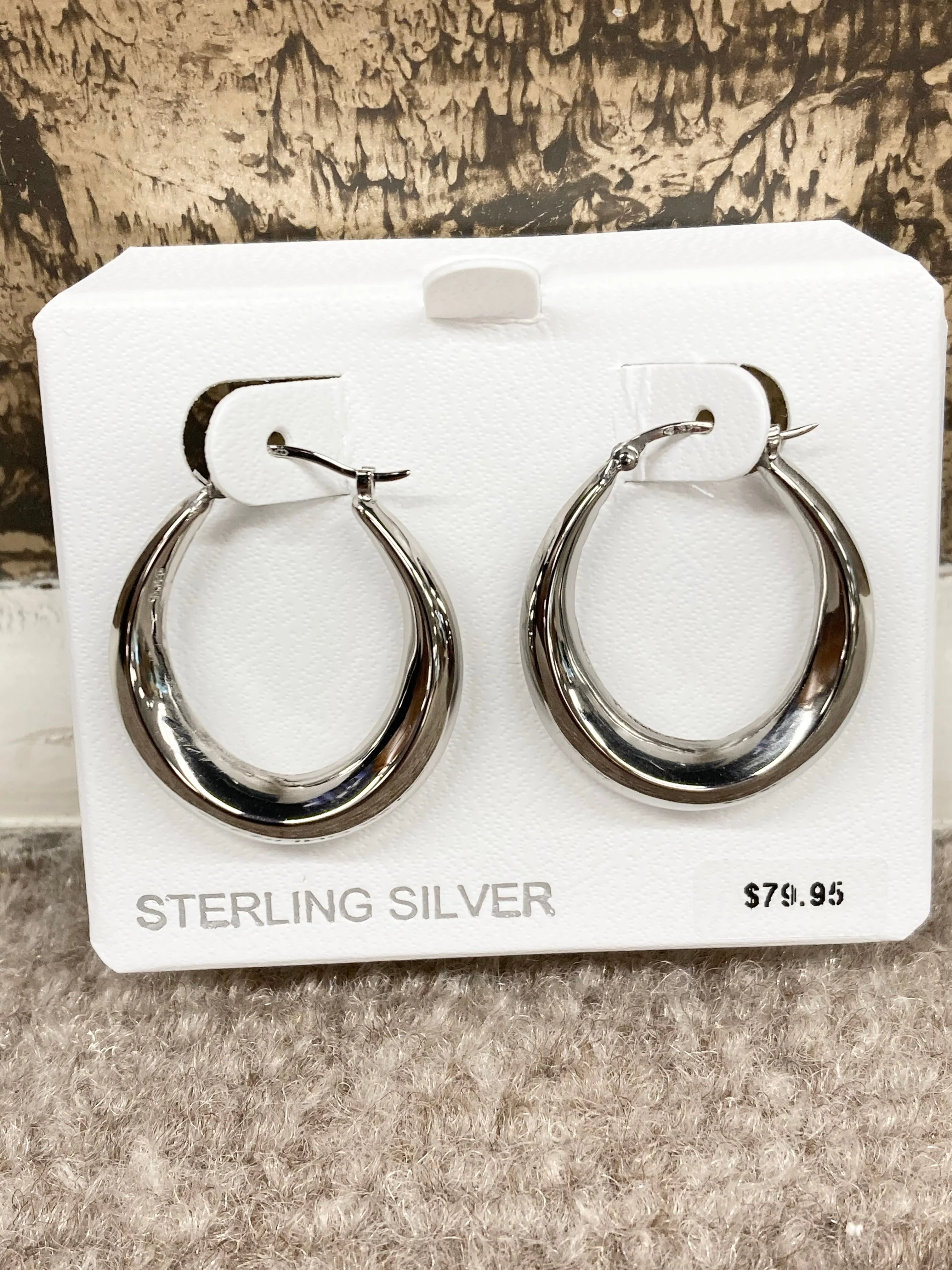 Silver Shell Hoop Earrings