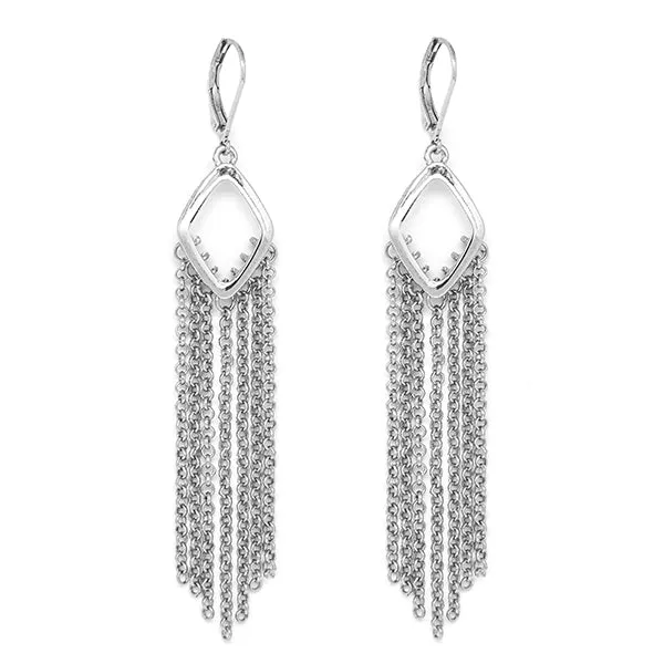 Silver Tone Tassel Drop Earrings