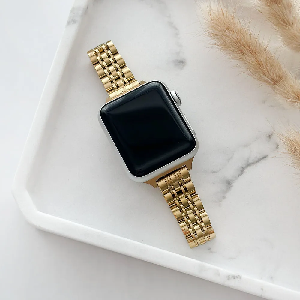 Slim Stainless Steel Apple Watch Strap - Gold