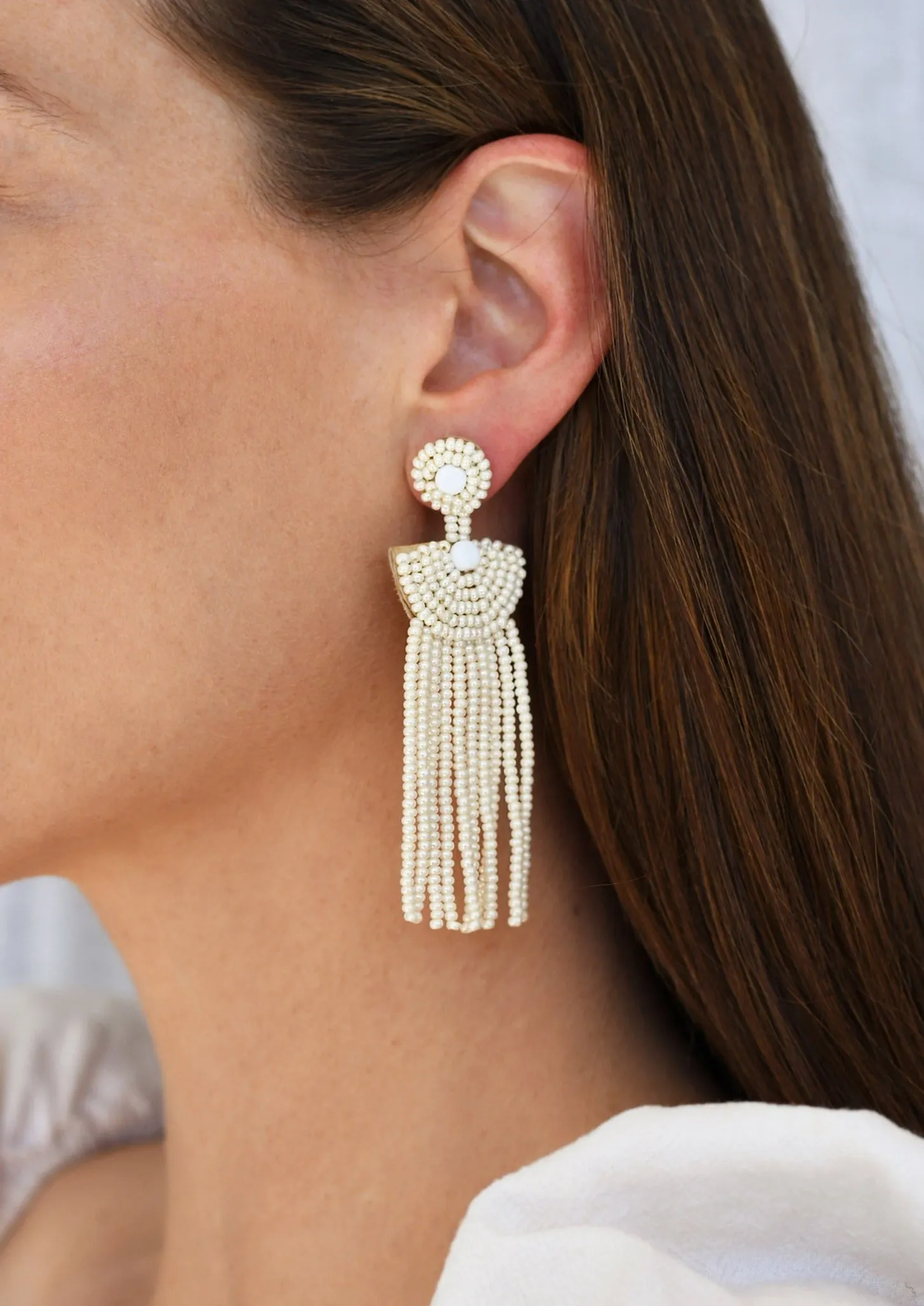 Small Kifungo Tassel Earrings - PEARL