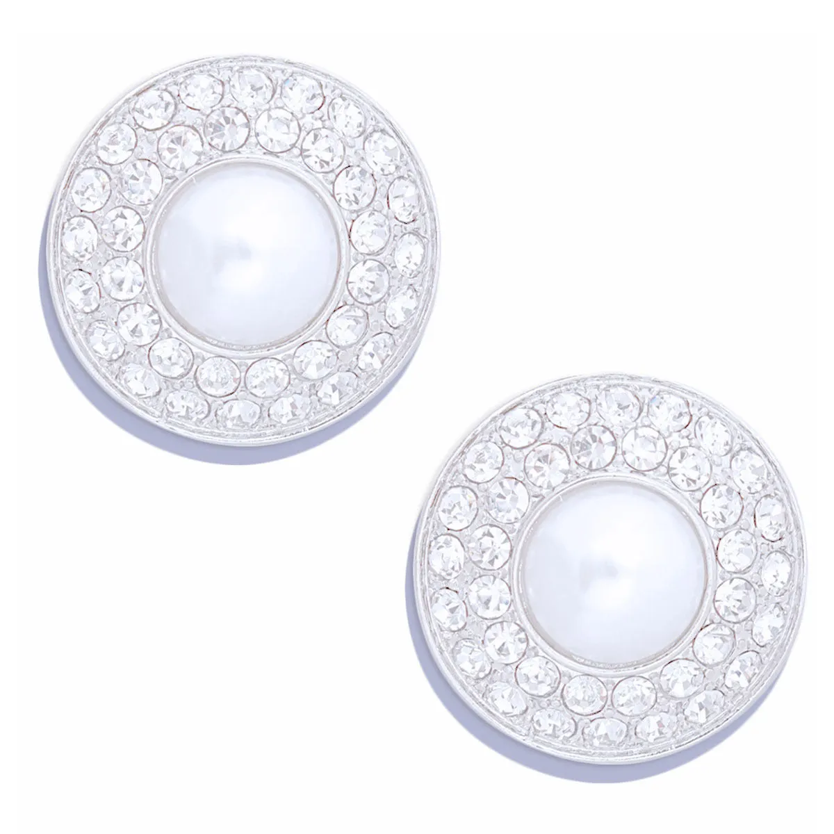 Small Silver Dome Pearl Clip-On Earrings