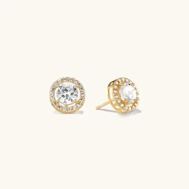 Solid Gold Crystal Sphere Earrings