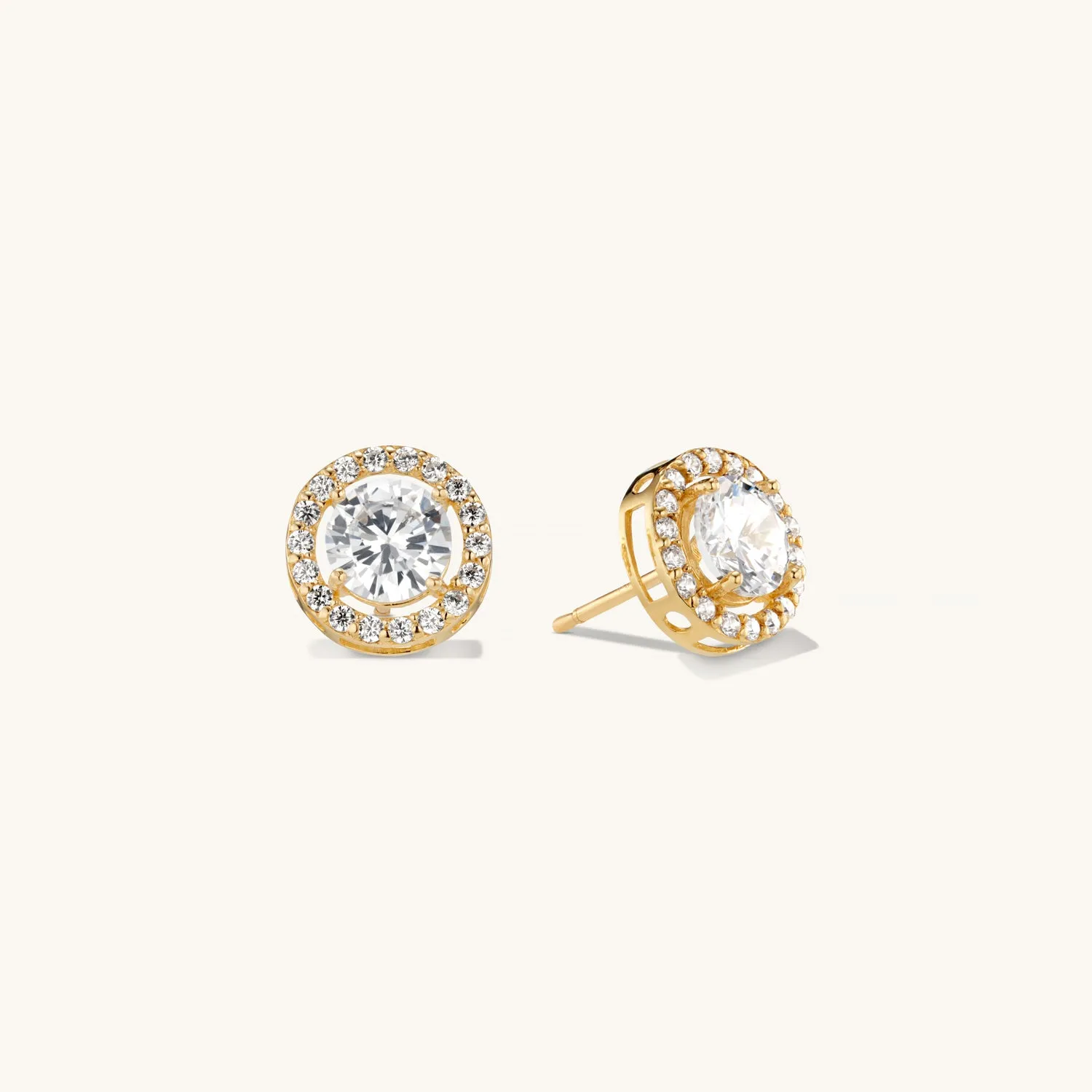 Solid Gold Crystal Sphere Earrings