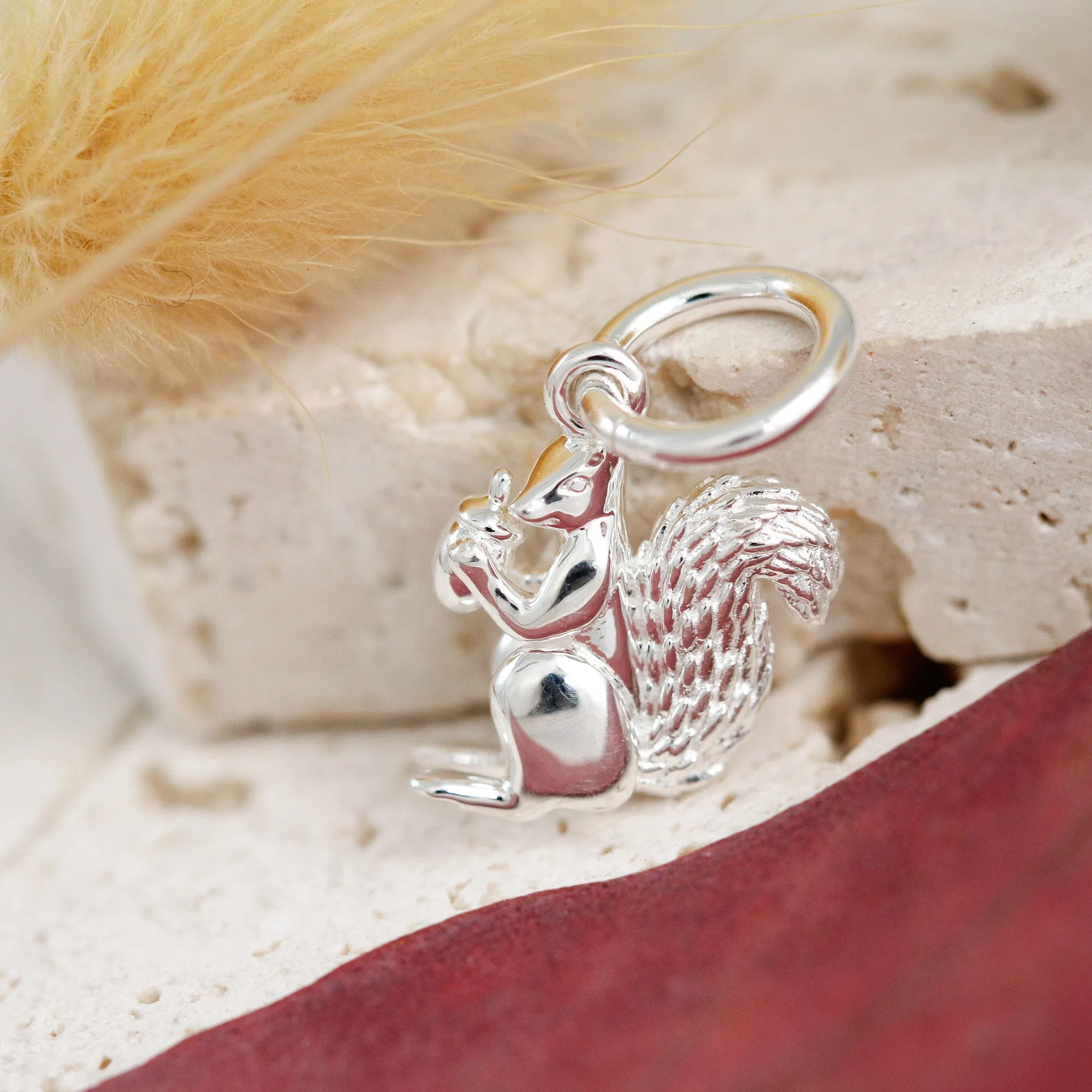 Squirrel Silver Charm