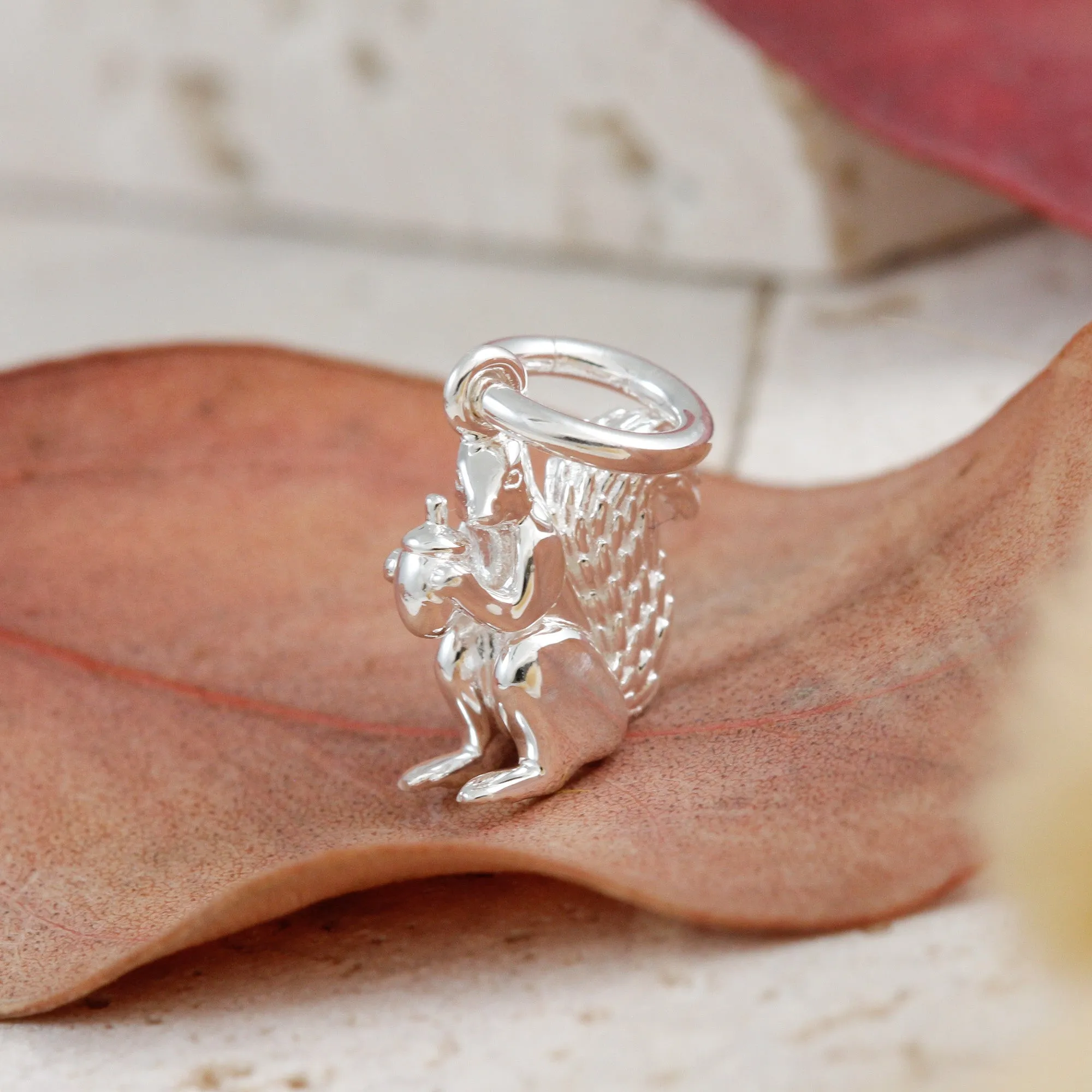 Squirrel Silver Charm