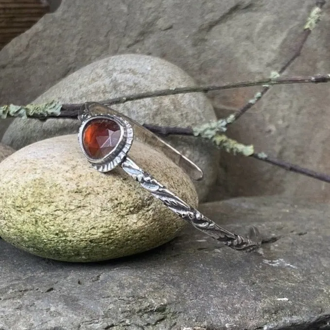 Sterling silver and Rhodolite Garnet stacking bangle