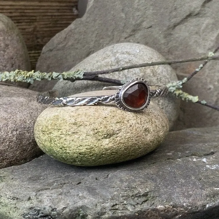 Sterling silver and Rhodolite Garnet stacking bangle