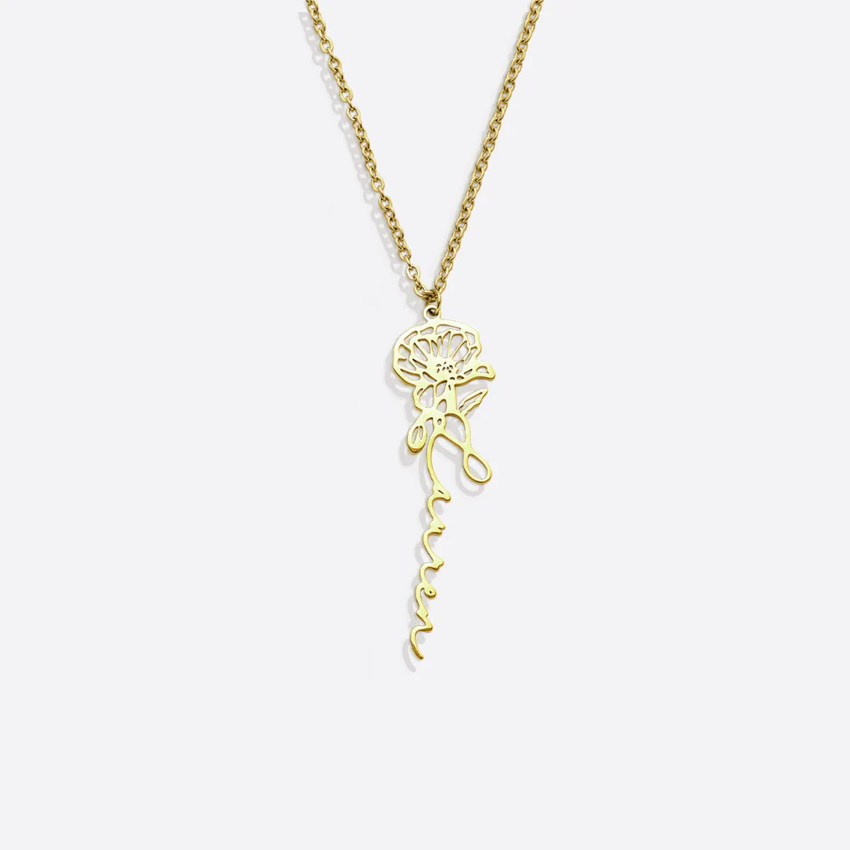 Sterling Silver Birth Flower Name Necklace